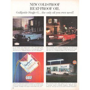 1961 Gulf Oil Gulfpride Select Single-G Motor Oil Vintage Print Ad Convertible
